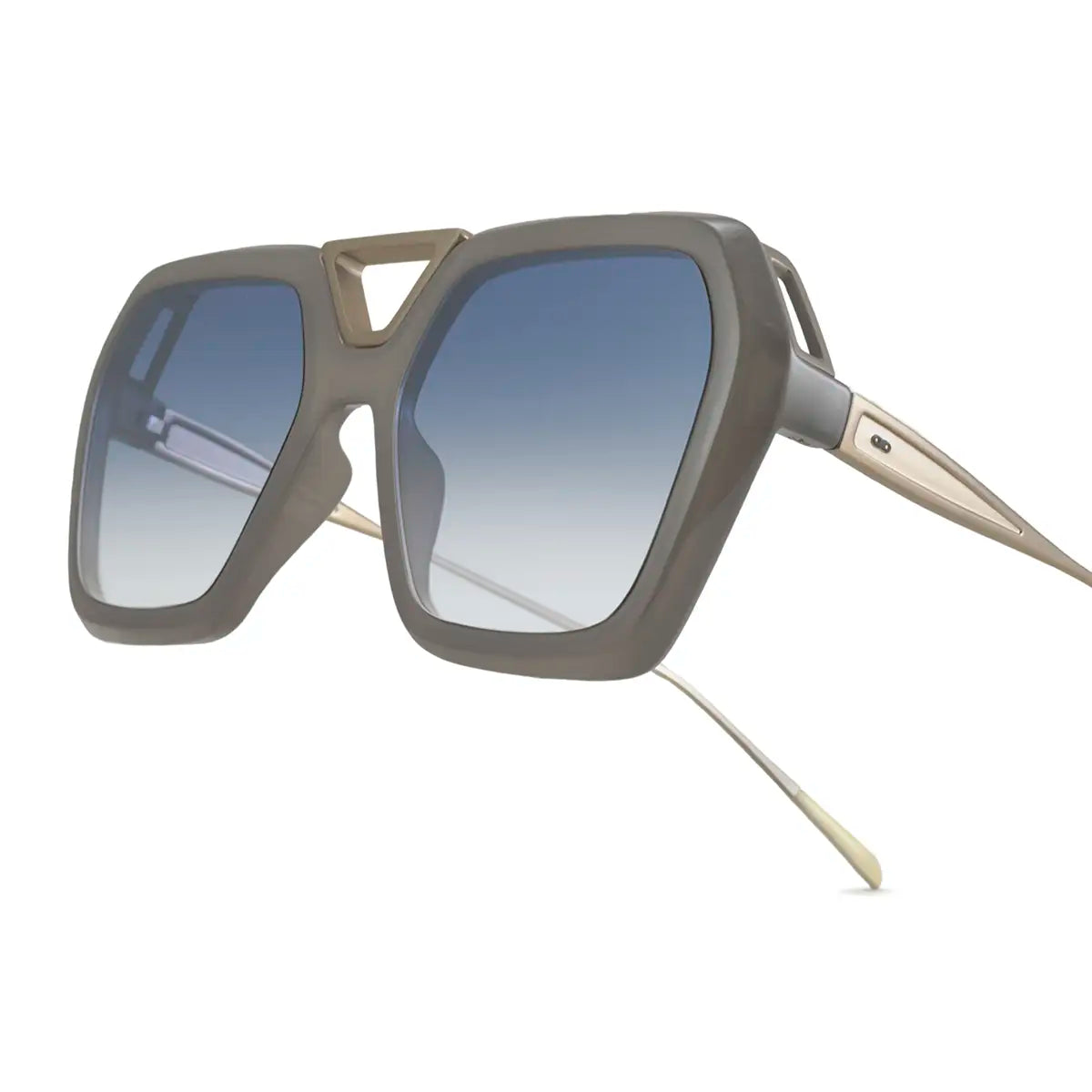 ÓCULOS DE SOL London - Metal Marrom leitoso - Lente degradada azul