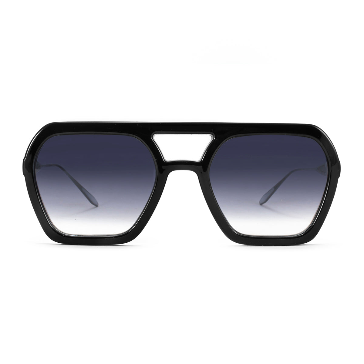 ÓCULOS DE SOL Lyon - Metal Preto Brilhante - Lente Horizonte