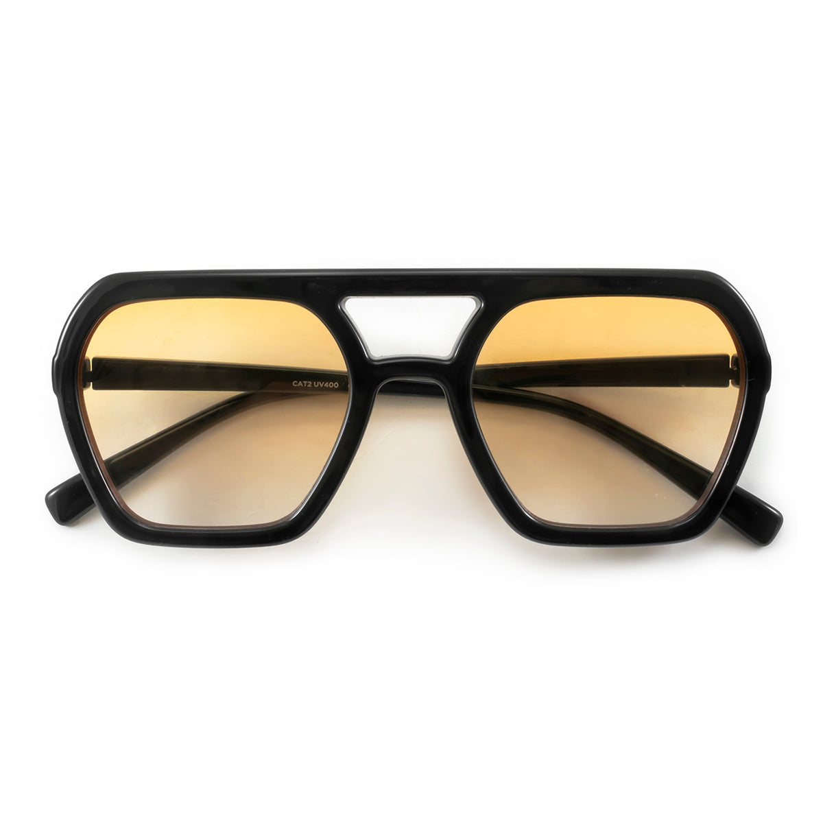 ÓCULOS DE SOL Lyon - Preto Brilhante - Lente Degradada Laranja