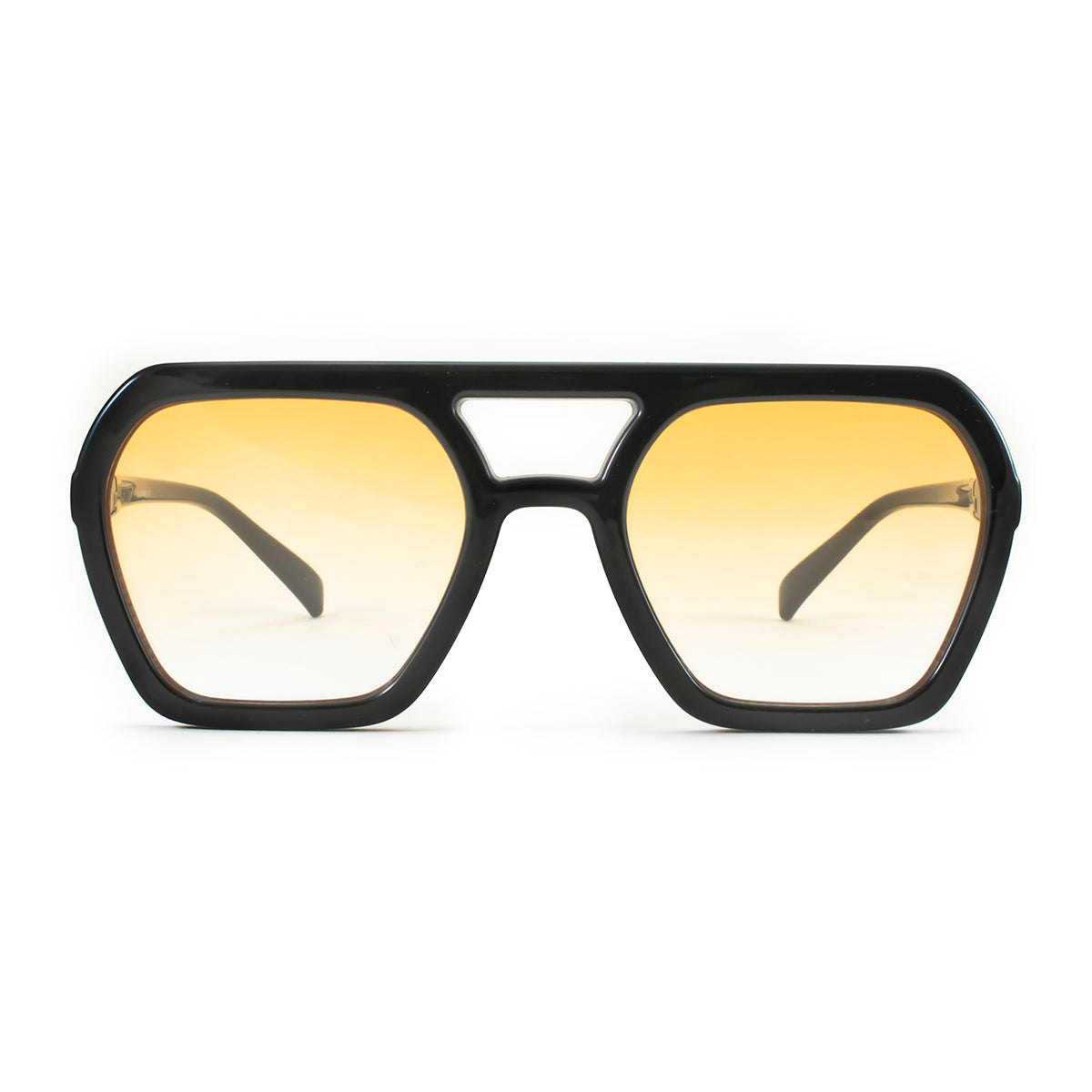 ÓCULOS DE SOL Lyon - Preto Brilhante - Lente Degradada Laranja