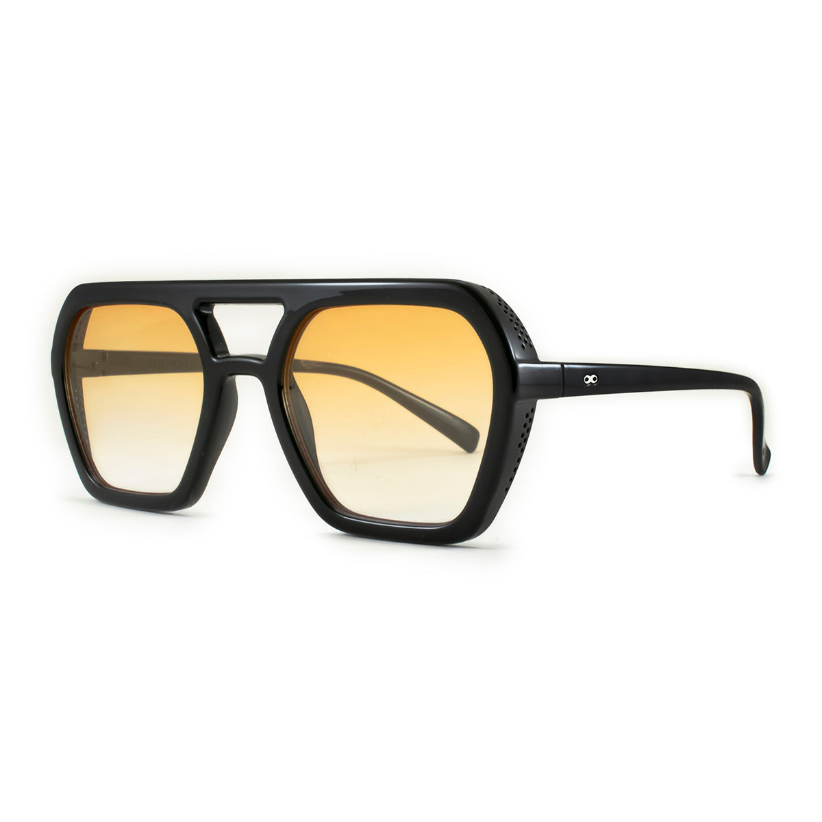 ÓCULOS DE SOL Lyon - Preto Brilhante - Lente Degradada Laranja