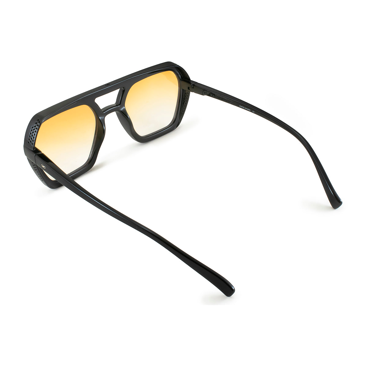 ÓCULOS DE SOL Lyon - Preto Brilhante - Lente Degradada Laranja