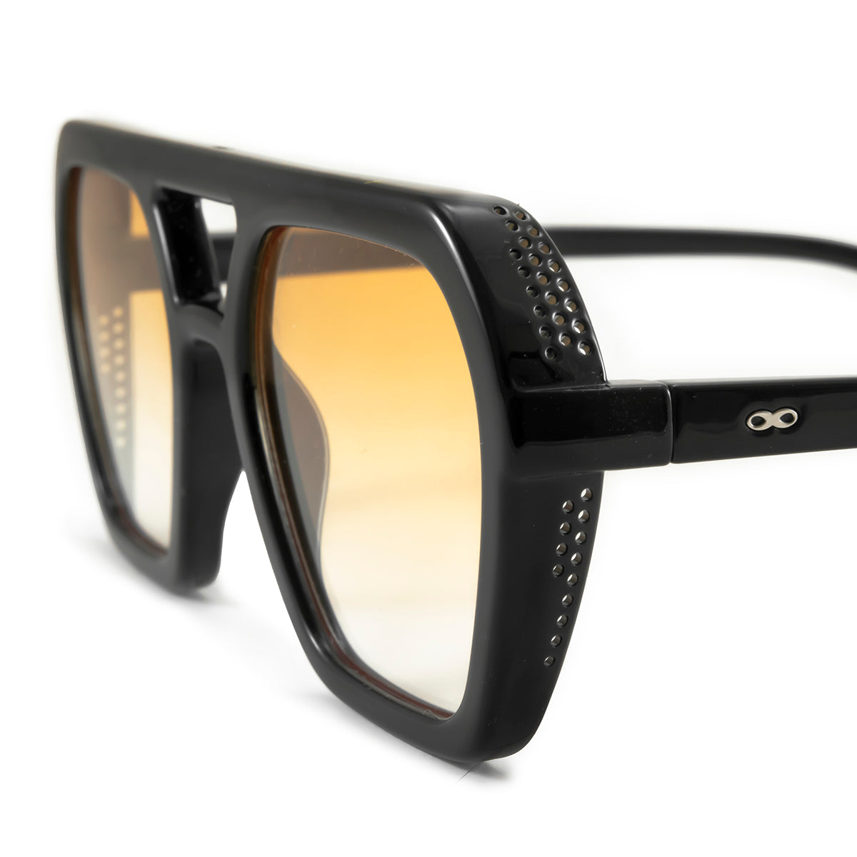 ÓCULOS DE SOL Lyon - Preto Brilhante - Lente Degradada Laranja