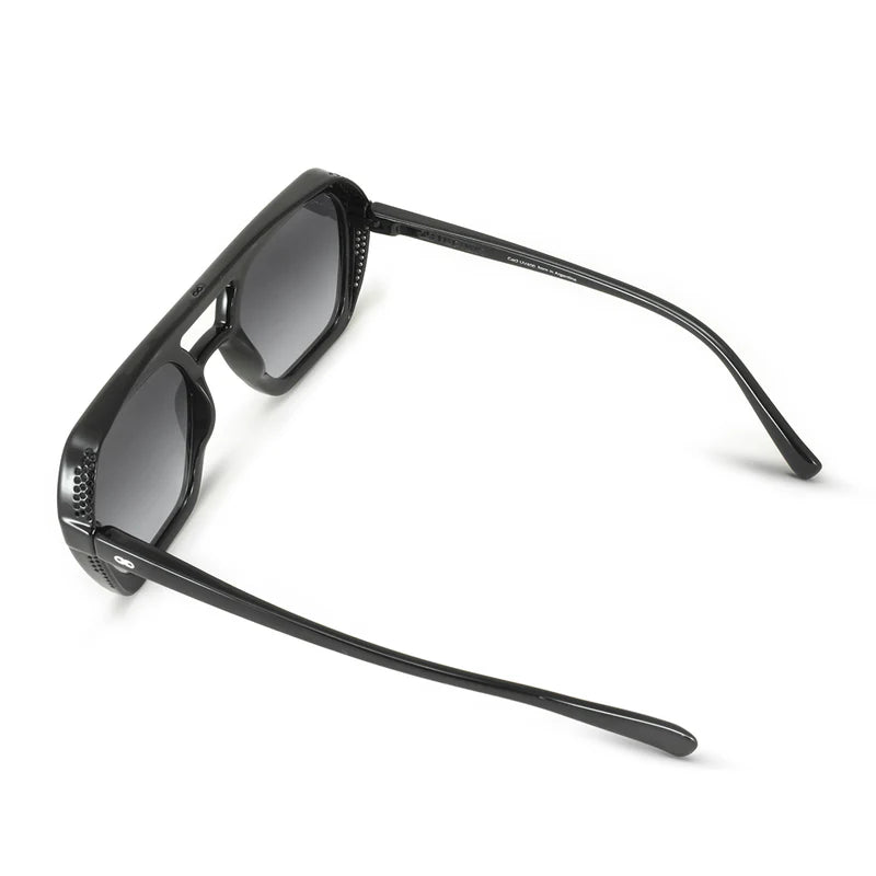 ÓCULOS DE SOL Lyon - Preto Brilhante - Lente Degradada Cinza