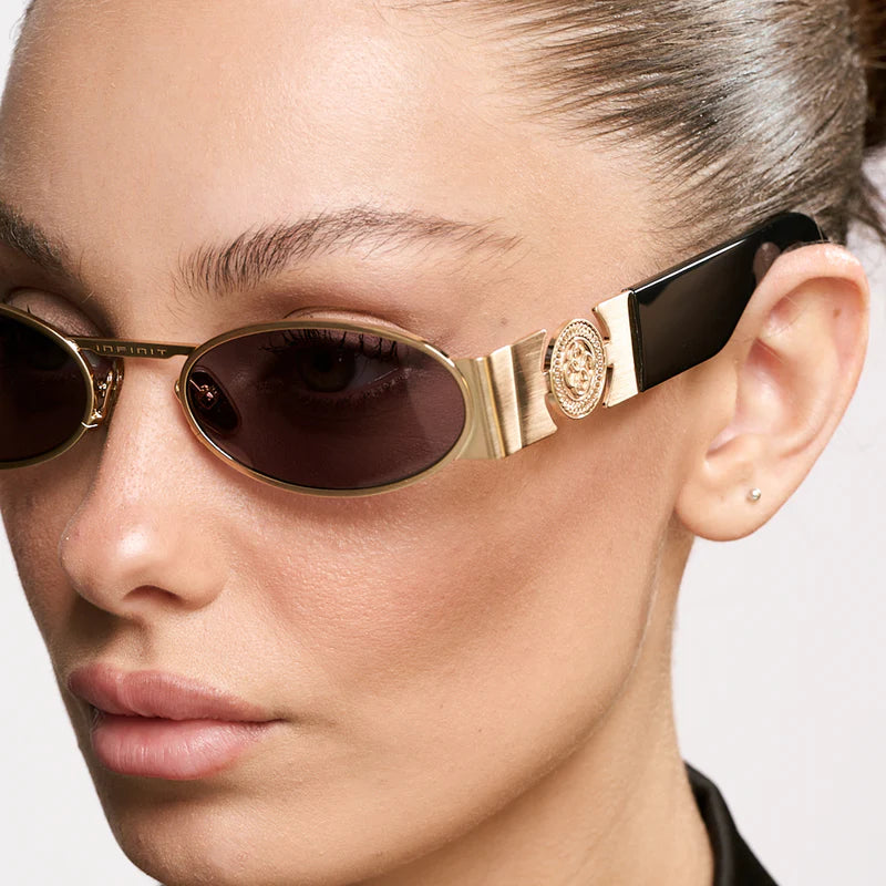 Óculos de sol Mallorca - Luxury Series - Preto Brilhante Ouro - Lente Cinza