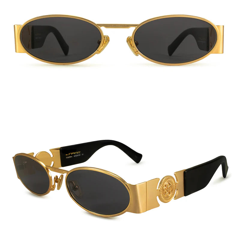 Óculos de sol Mallorca - Luxury Series - Preto Brilhante Ouro - Lente Cinza