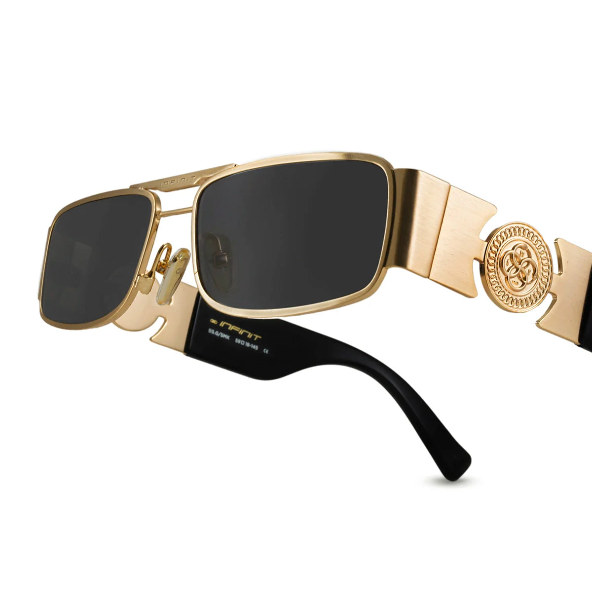 ÓCULOS DE SOL Menorca - Luxury Series - Preto Brilhante Ouro - Lente Cinza