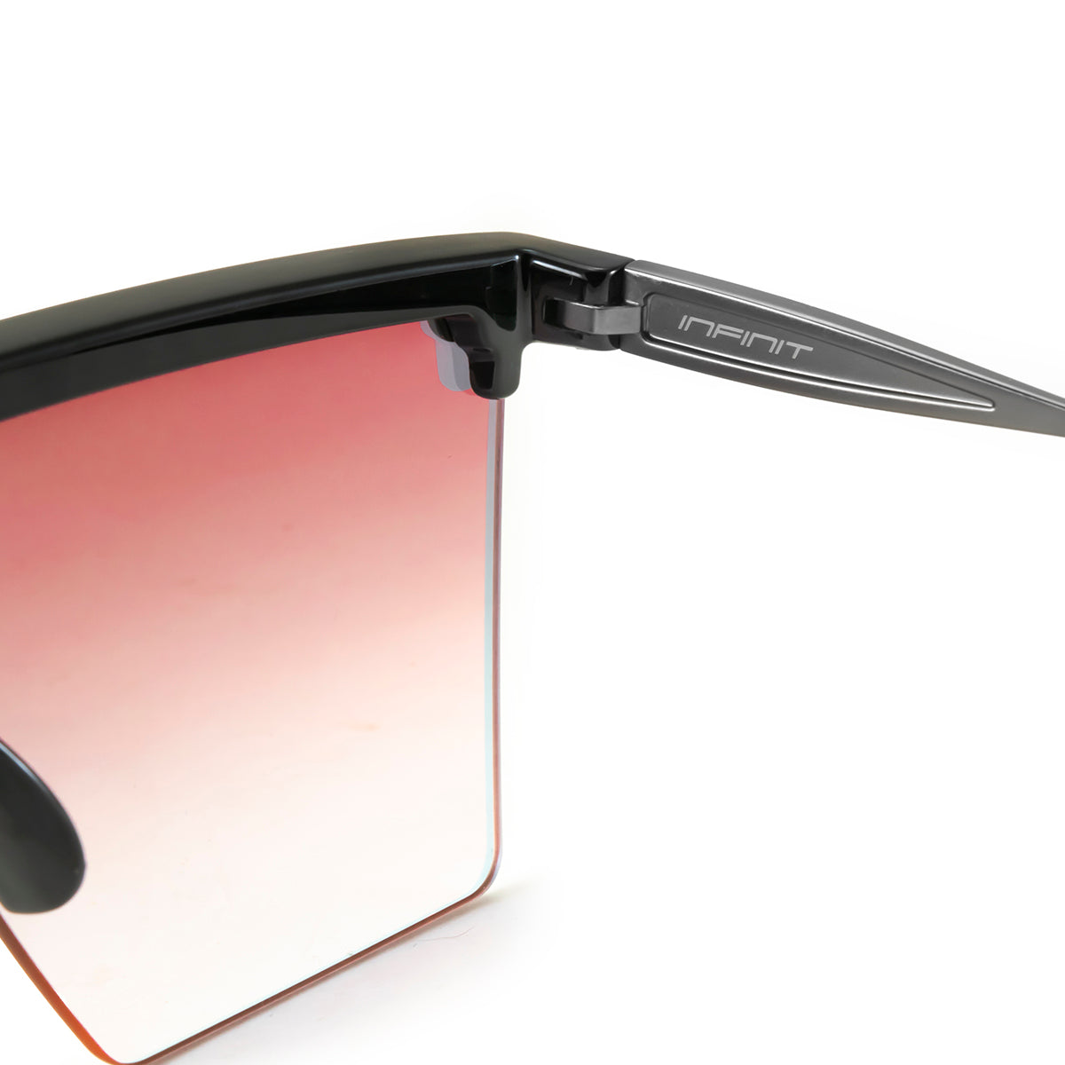 ÓCULOS DE SOL MOSCOW - Metal Preto Brilhante - Lente Morango