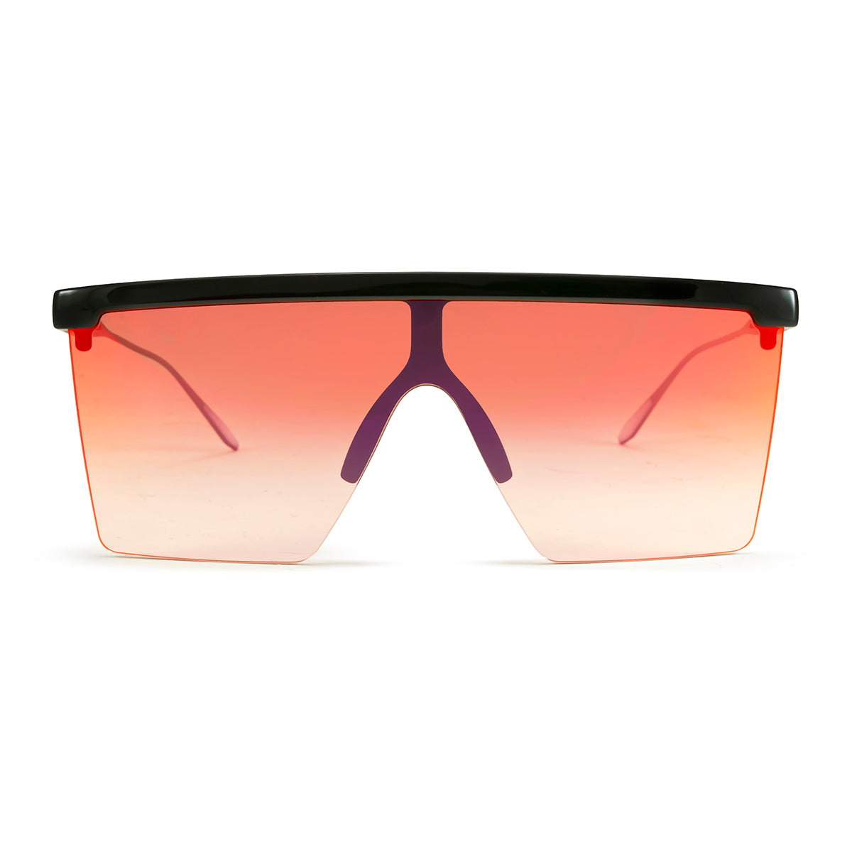 ÓCULOS DE SOL MOSCOW - Metal Preto Brilhante - Lente Morango