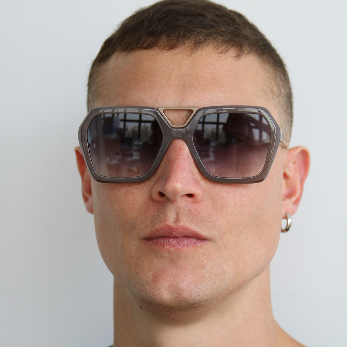 ÓCULOS DE SOL London - Metal Marrom leitoso - Lente degradada azul