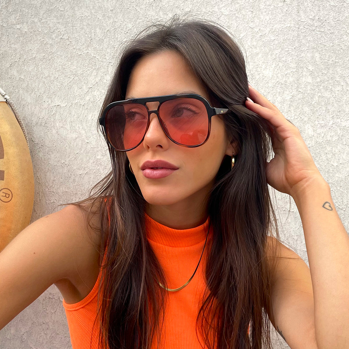 Óculos de Sol Triple Xxx - Havana - Lente Rosa