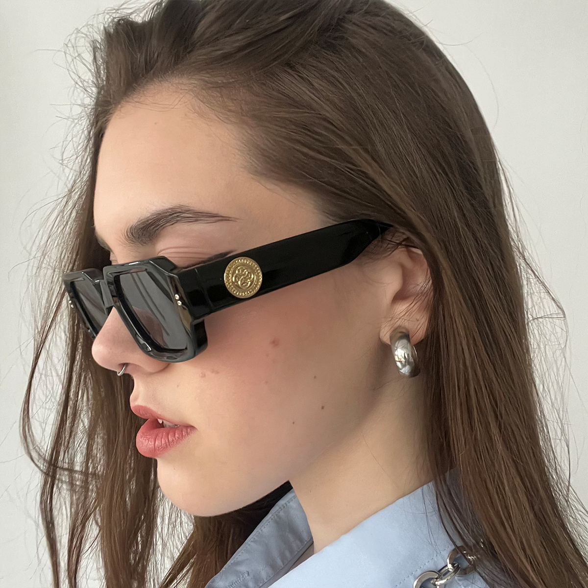 Óculos de sol Bronx Premium Series - Preto Brilhante Uroboro - Lente Cinza