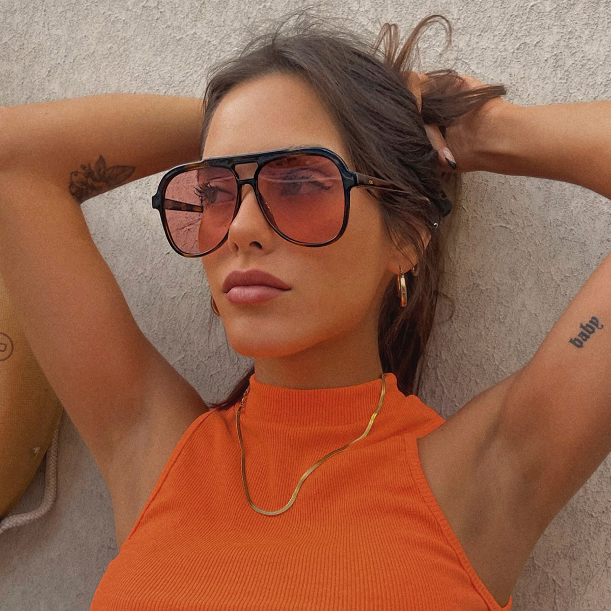 Óculos de Sol Triple Xxx - Havana - Lente Rosa