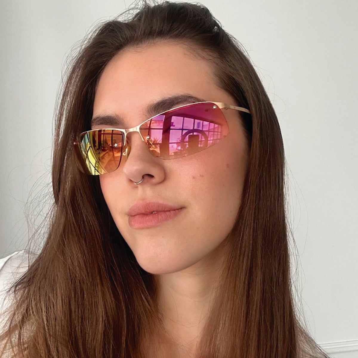 Óculos de sol Santorini - Ouro - Lente espelhada laranja