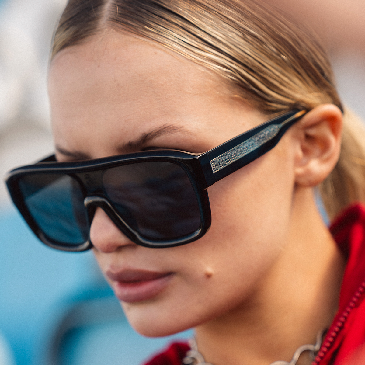 Óculos de sol Inflate - Preto Brilhante - Lente Cinza