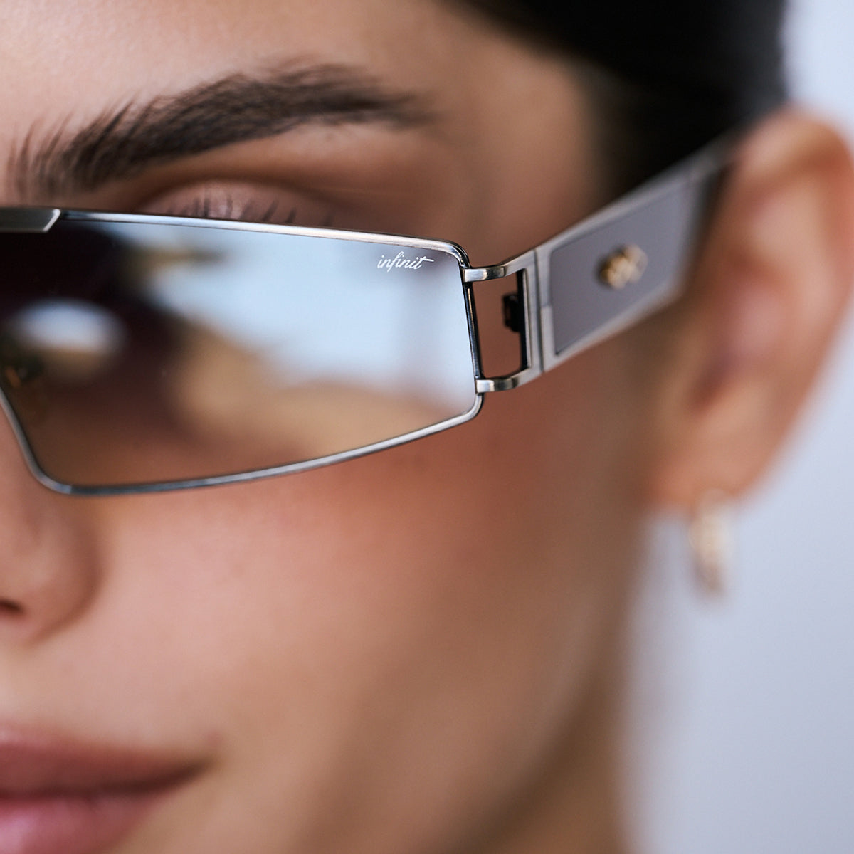 ÓCULOS DE SOL Panoramic - Prata - Lente Café Espelhada Degrade