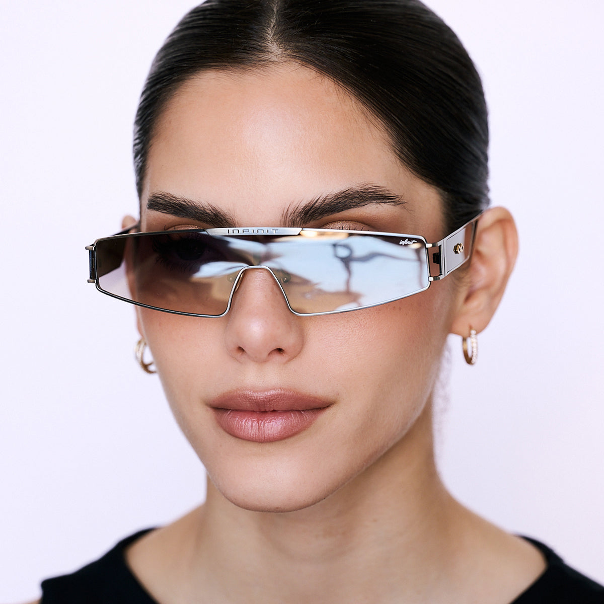 ÓCULOS DE SOL Panoramic - Prata - Lente Café Espelhada Degrade