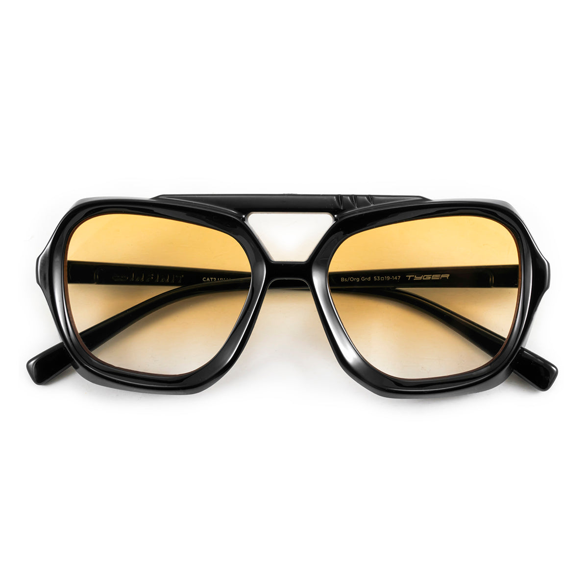 ÓCULOS DE SOL Tiger - Preto Brilhante - Lente Gradiente Laranja