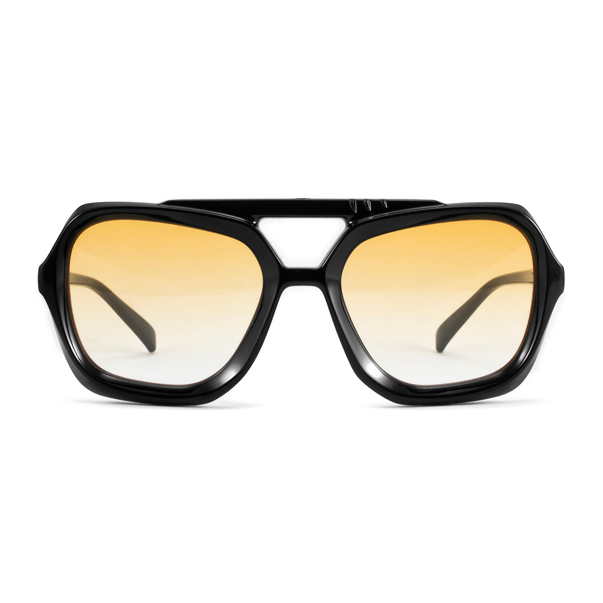 ÓCULOS DE SOL Tiger - Preto Brilhante - Lente Gradiente Laranja