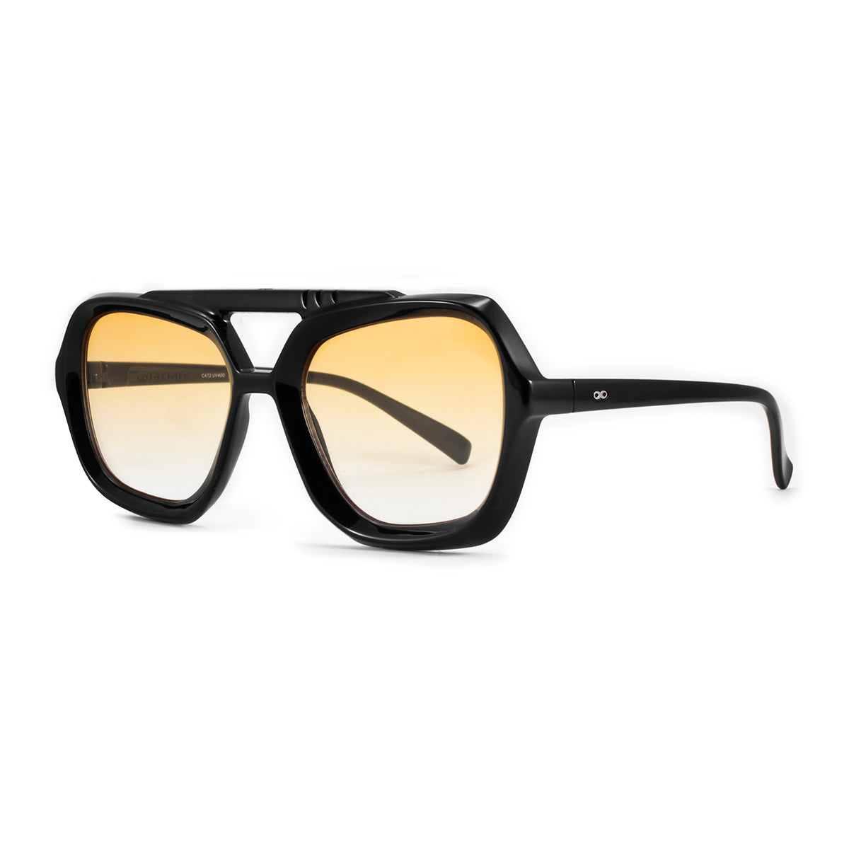 ÓCULOS DE SOL Tiger - Preto Brilhante - Lente Gradiente Laranja