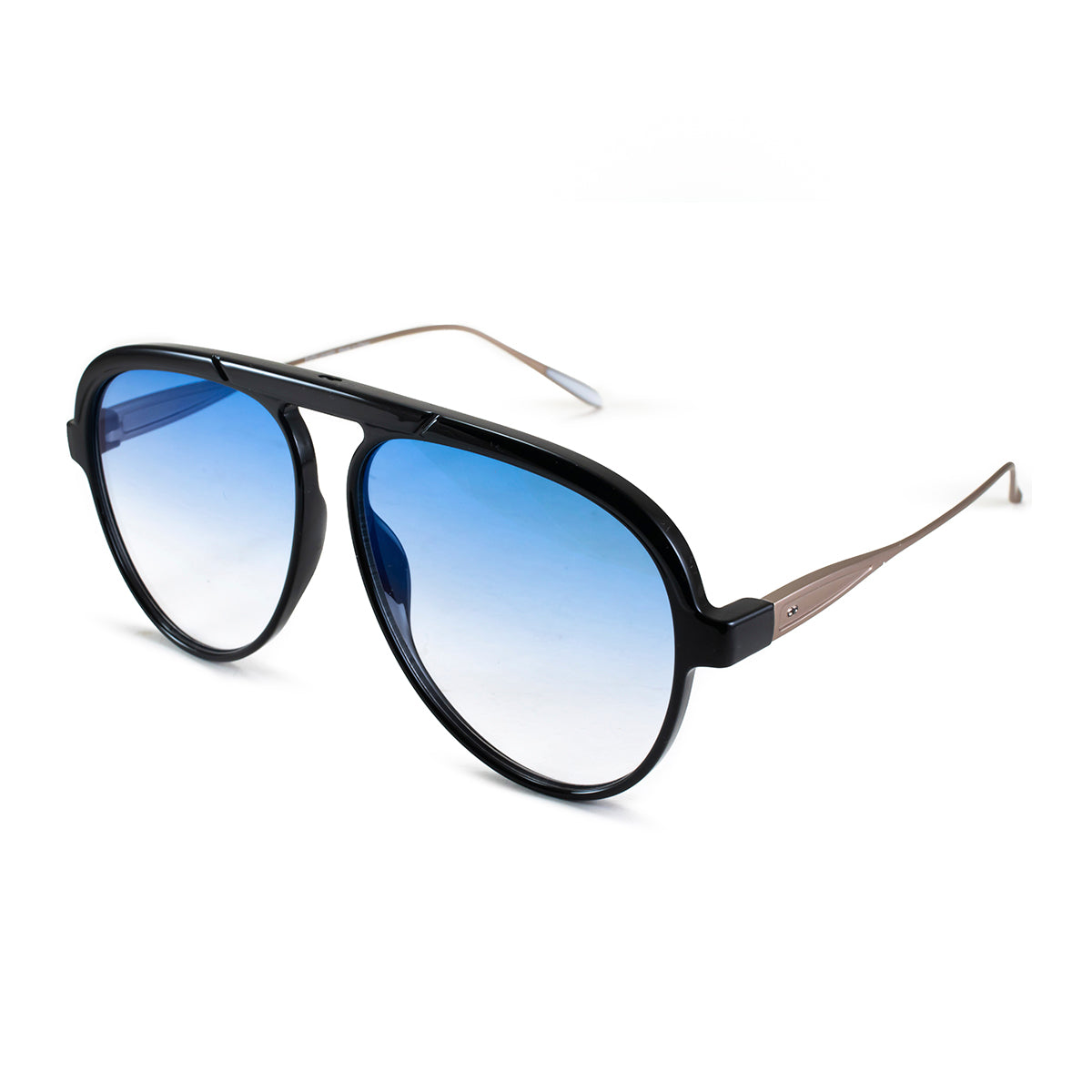 ÓCULOS DE SOL Paris - Metal Preto Brilhante - Lente Degradada Azul