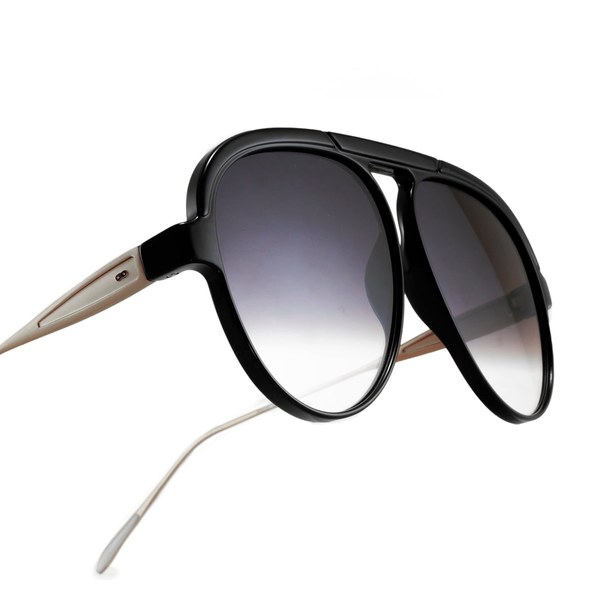 ÓCULOS DE SOL Paris - Metal Preto Brilhante - Lente Horizonte