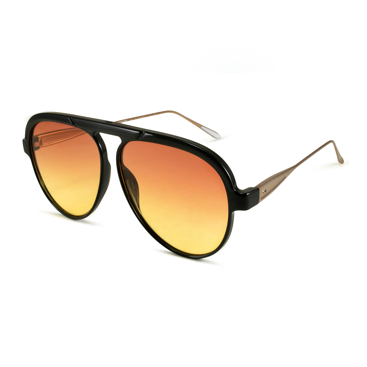 ÓCULOS DE SOL Paris - Metal Preto Brilhante - Lente Sunset