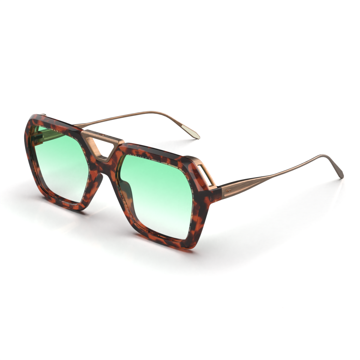 Óculos de sol London - Metal Tartaruga - Lente degradada Verde