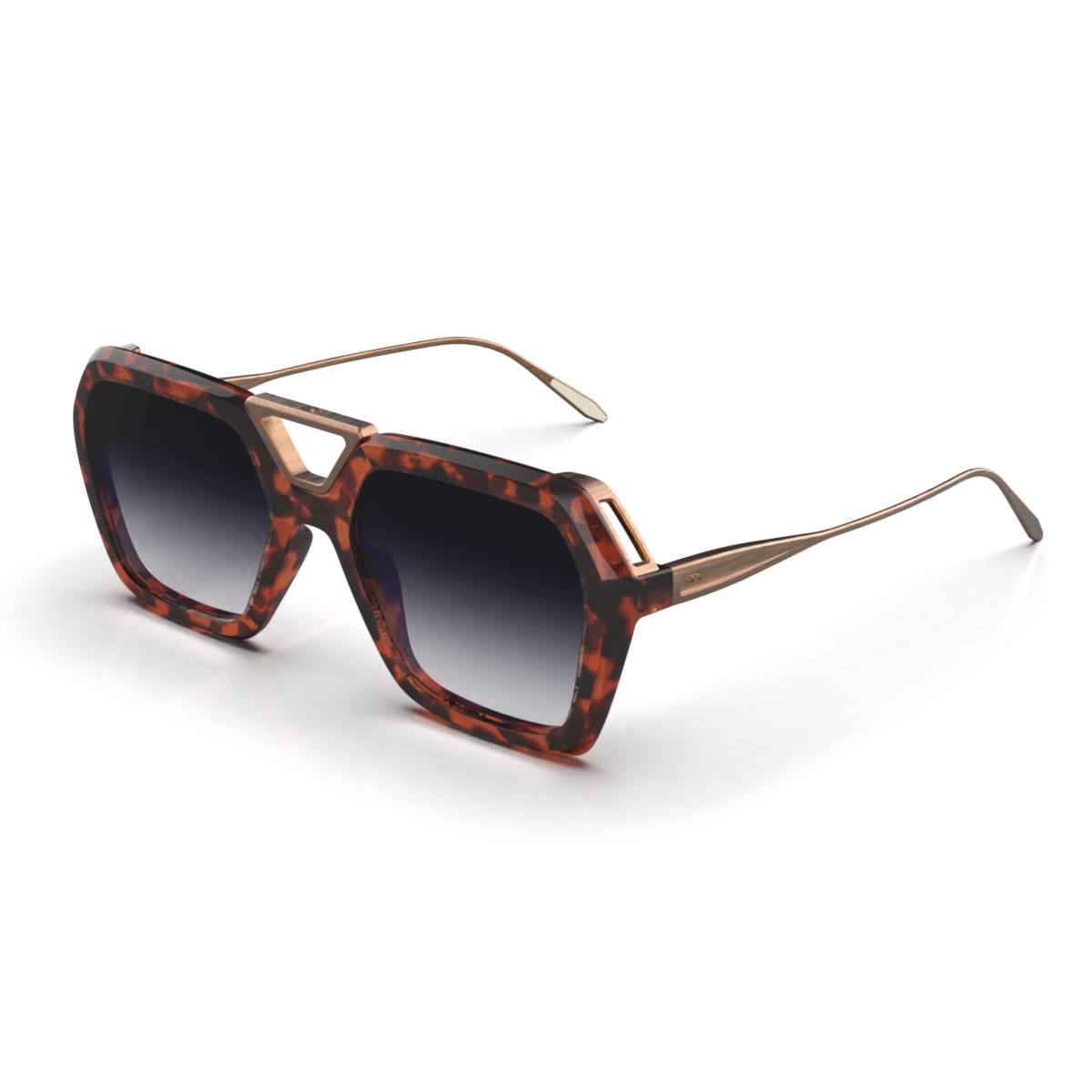 Óculos de sol London - Metal Tartaruga - Lente degradada cinza