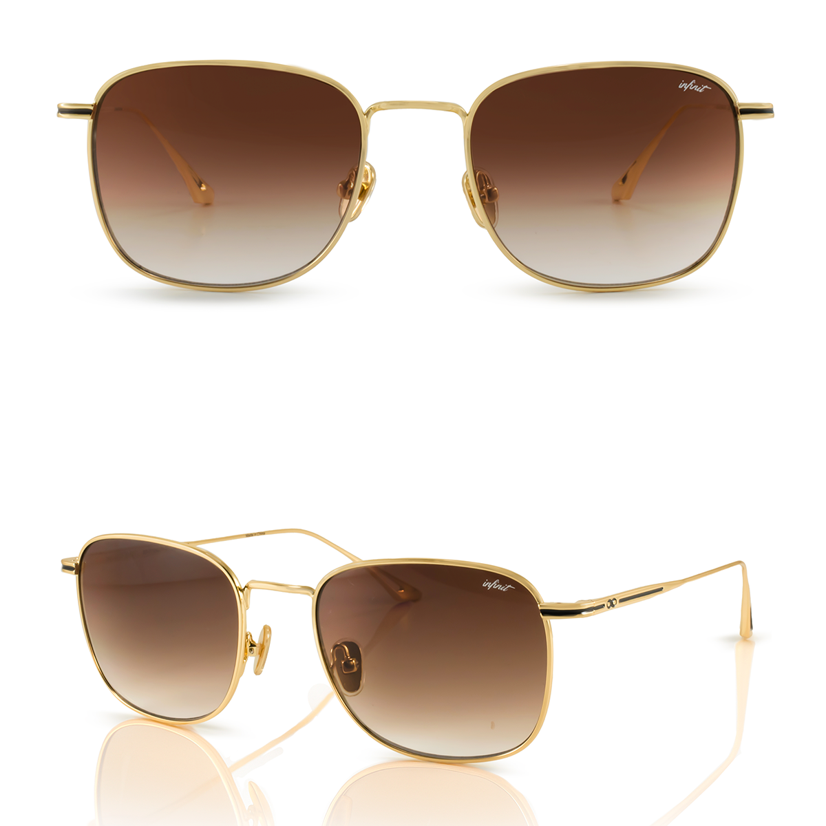 ÓCULOS DE SOL Secchia - Ouro - Lente Marrom Degradada