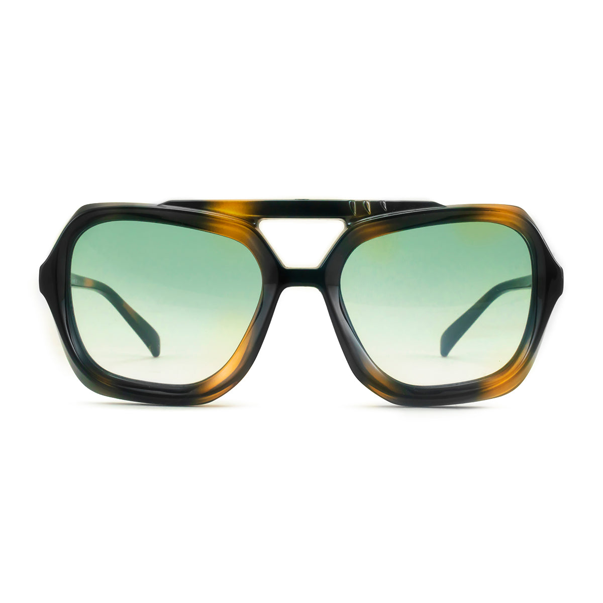 ÓCULOS DE SOL TIGER - Tartaruga - Lente Gradiente Verde