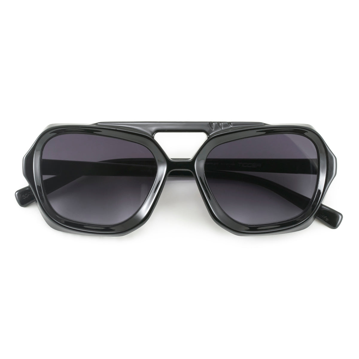 ÓCULOS DE SOL Tiger - Preto Brilhante - Lente Gradiente Cinza