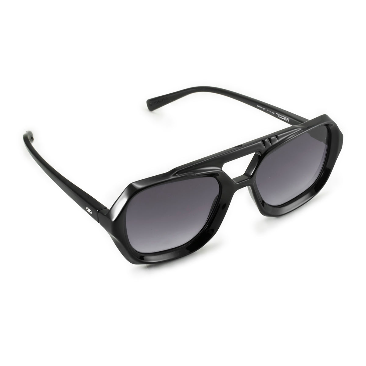 ÓCULOS DE SOL Tiger - Preto Brilhante - Lente Gradiente Cinza