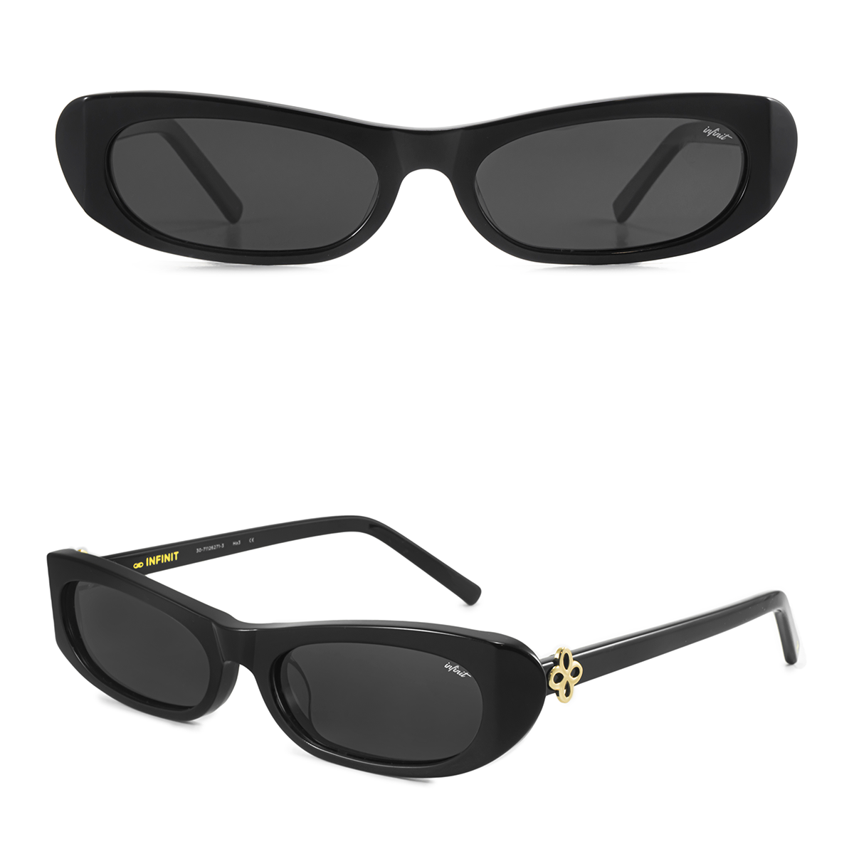 ÓCULOS DE SOL Trinity - Preto Brilhante - Lente Cinza