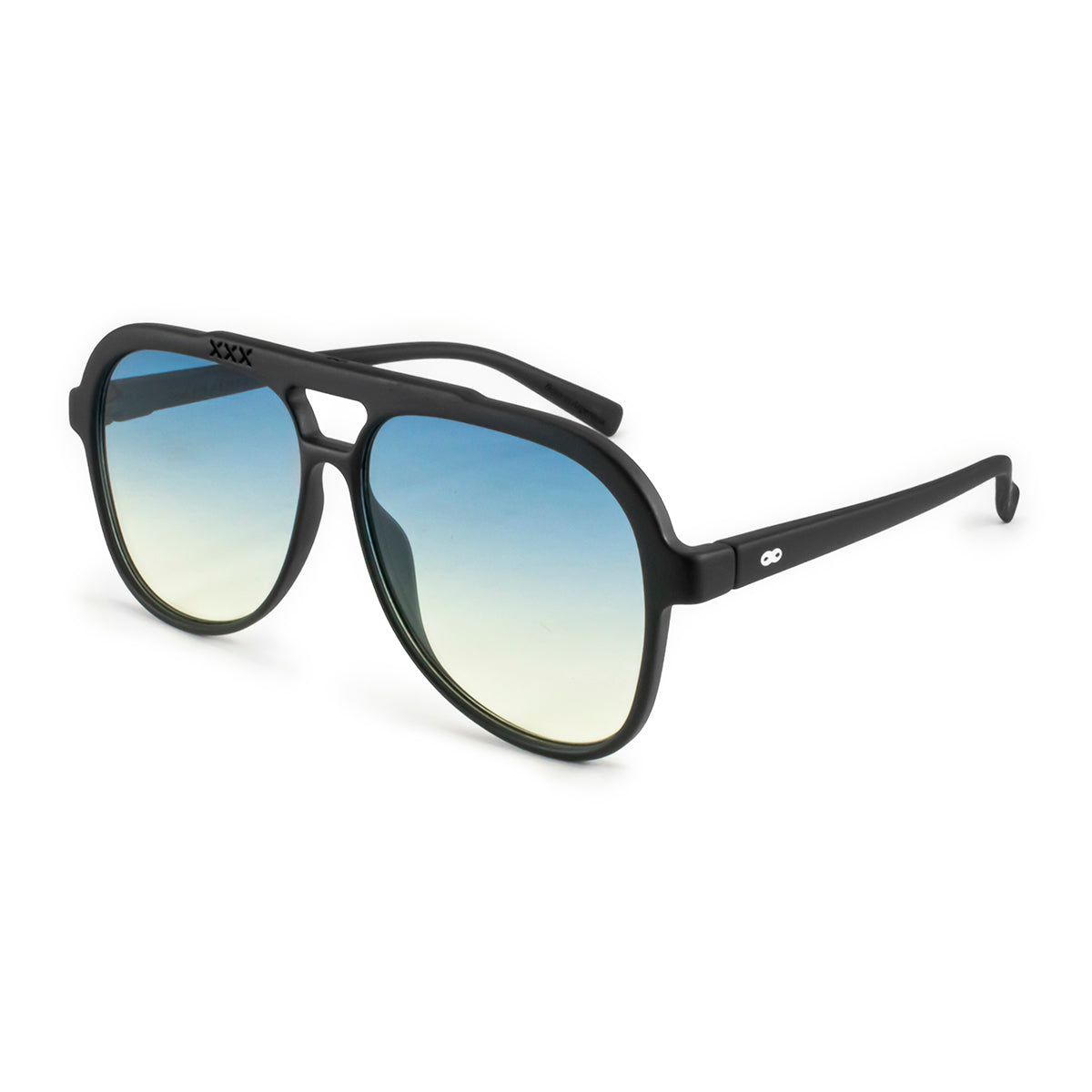 Óculos de sol triple Xxx - preto fosco - lente degradada azul amarela