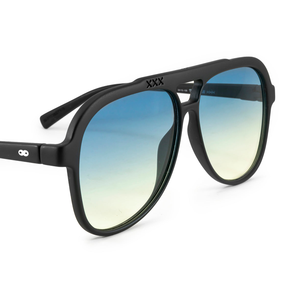 Óculos de sol triple Xxx - preto fosco - lente degradada azul amarela