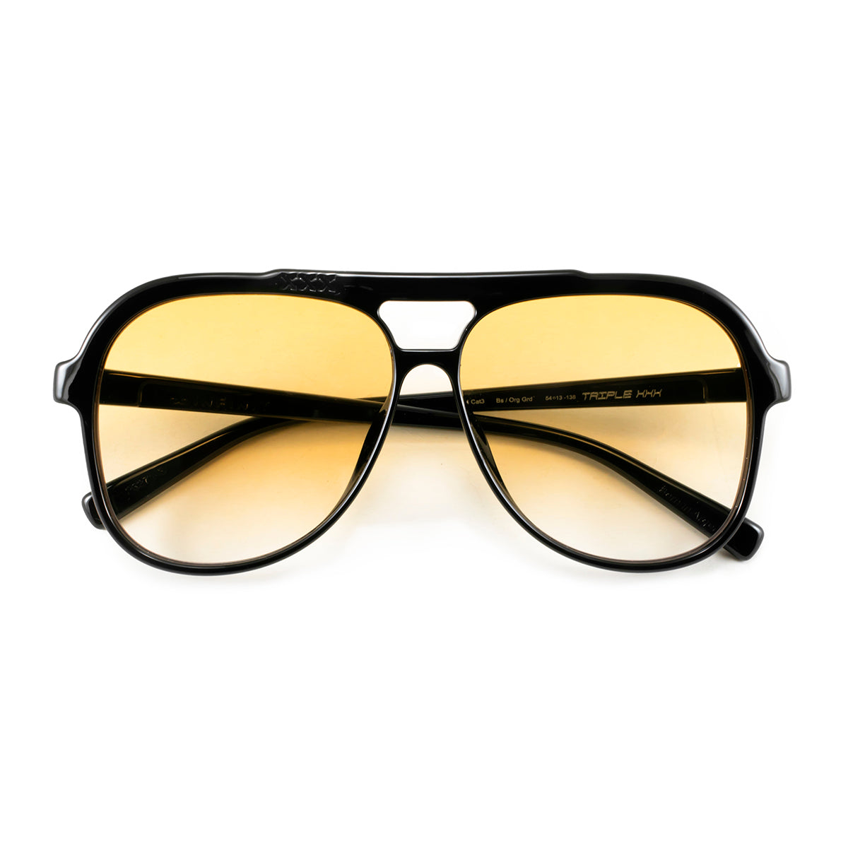 Óculos de sol triple Xxx - Preto Brilhante - lente degradada laranja