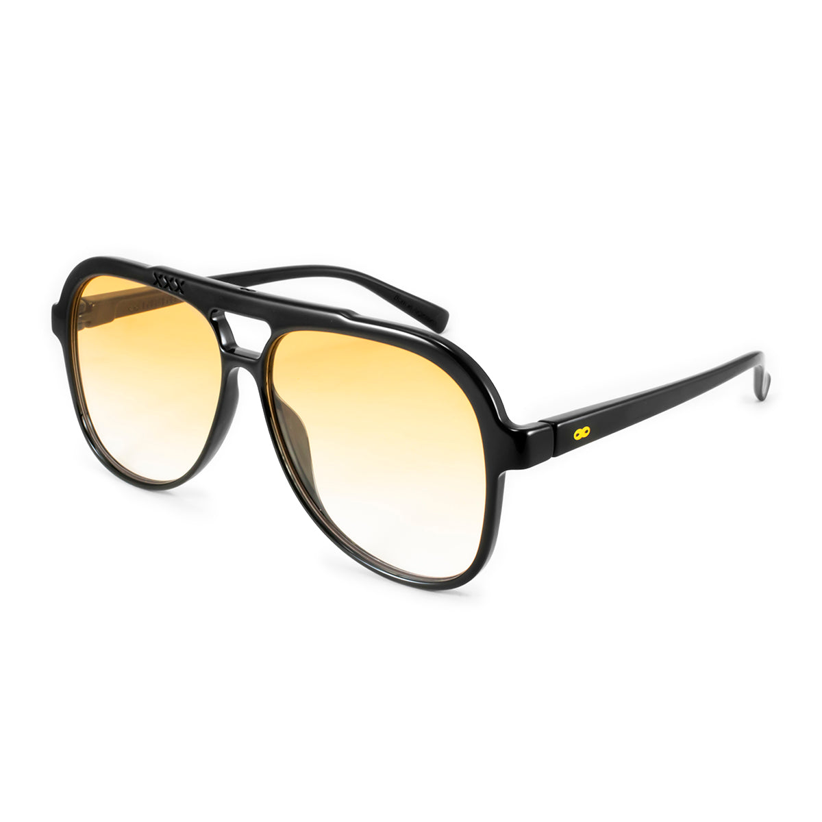 Óculos de sol triple Xxx - Preto Brilhante - lente degradada laranja