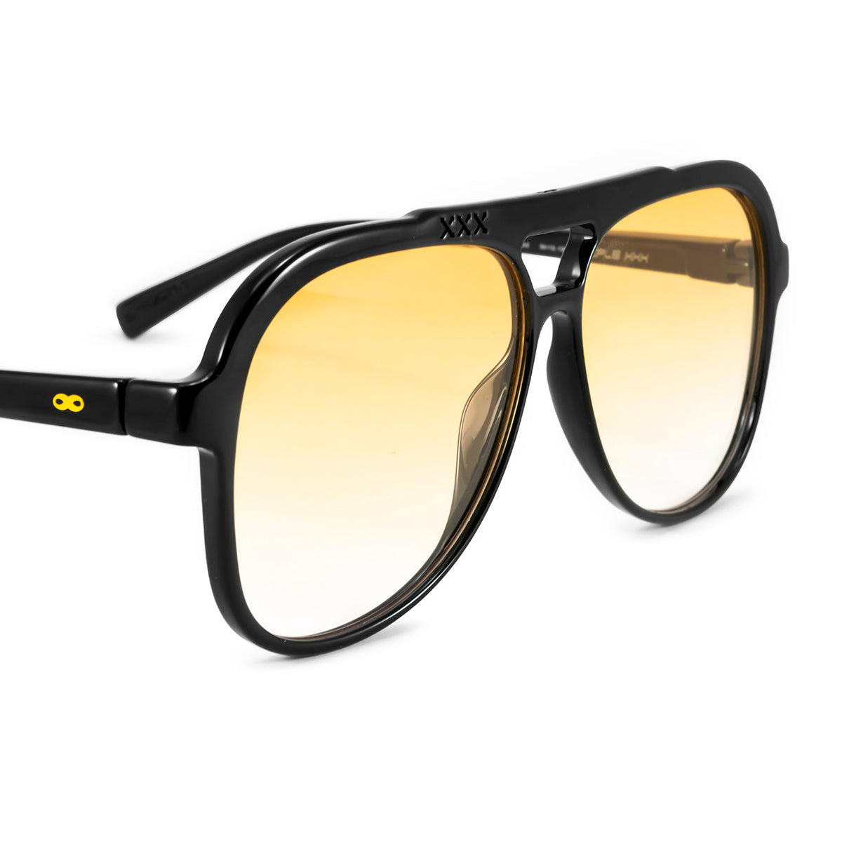 Óculos de sol triple Xxx - Preto Brilhante - lente degradada laranja