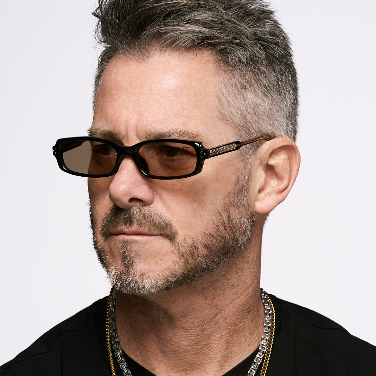 ÓCULOS DE SOL Virgil - Preto Brilhante - Lente Cinza Claro