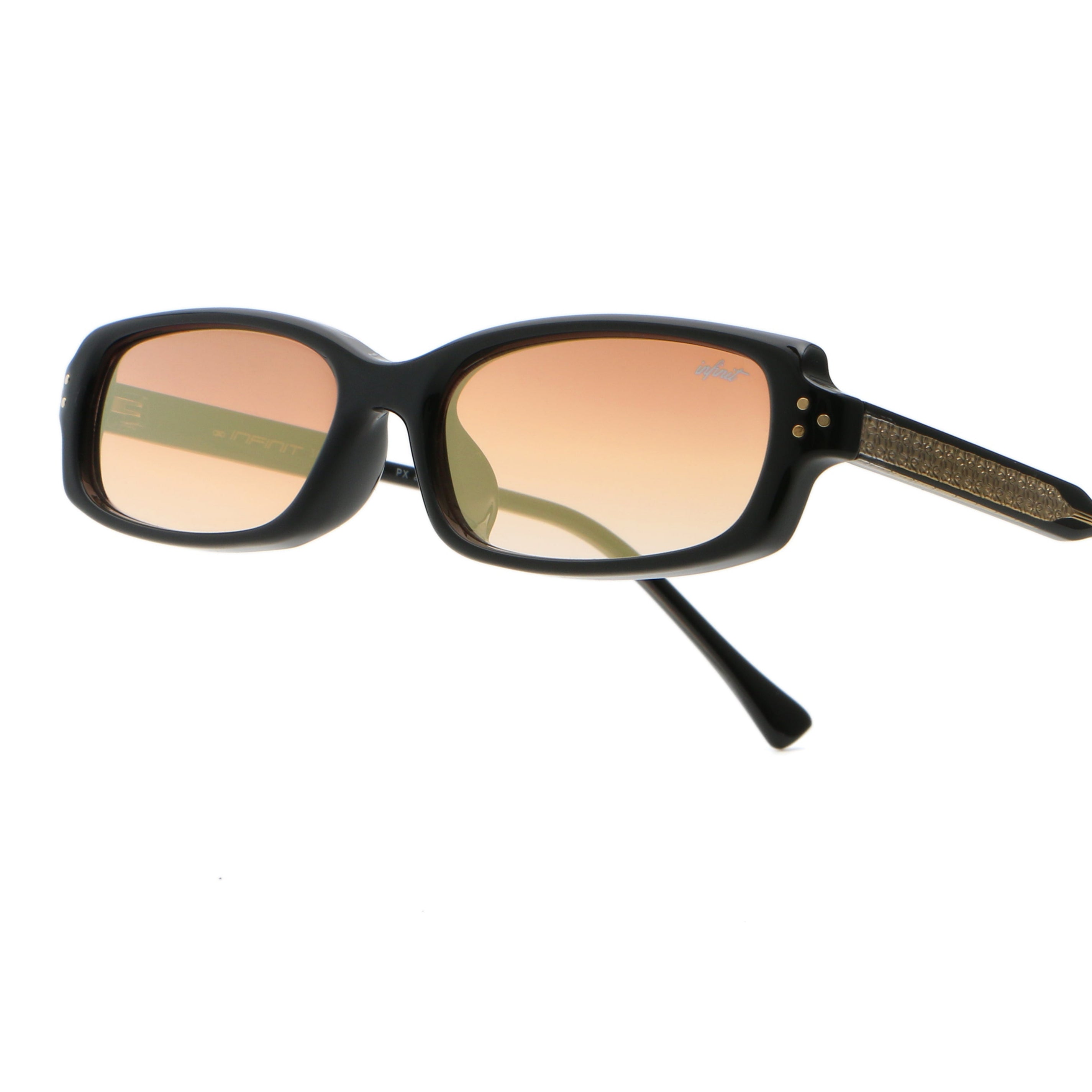 ÓCULOS DE SOL Virgil - Preto Brilhante Ouro - Lente Laranja