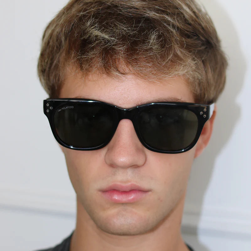 ÓCULOS DE SOL ZAMNA - Preto Brilhante Demi - Lente Verde Polarizado