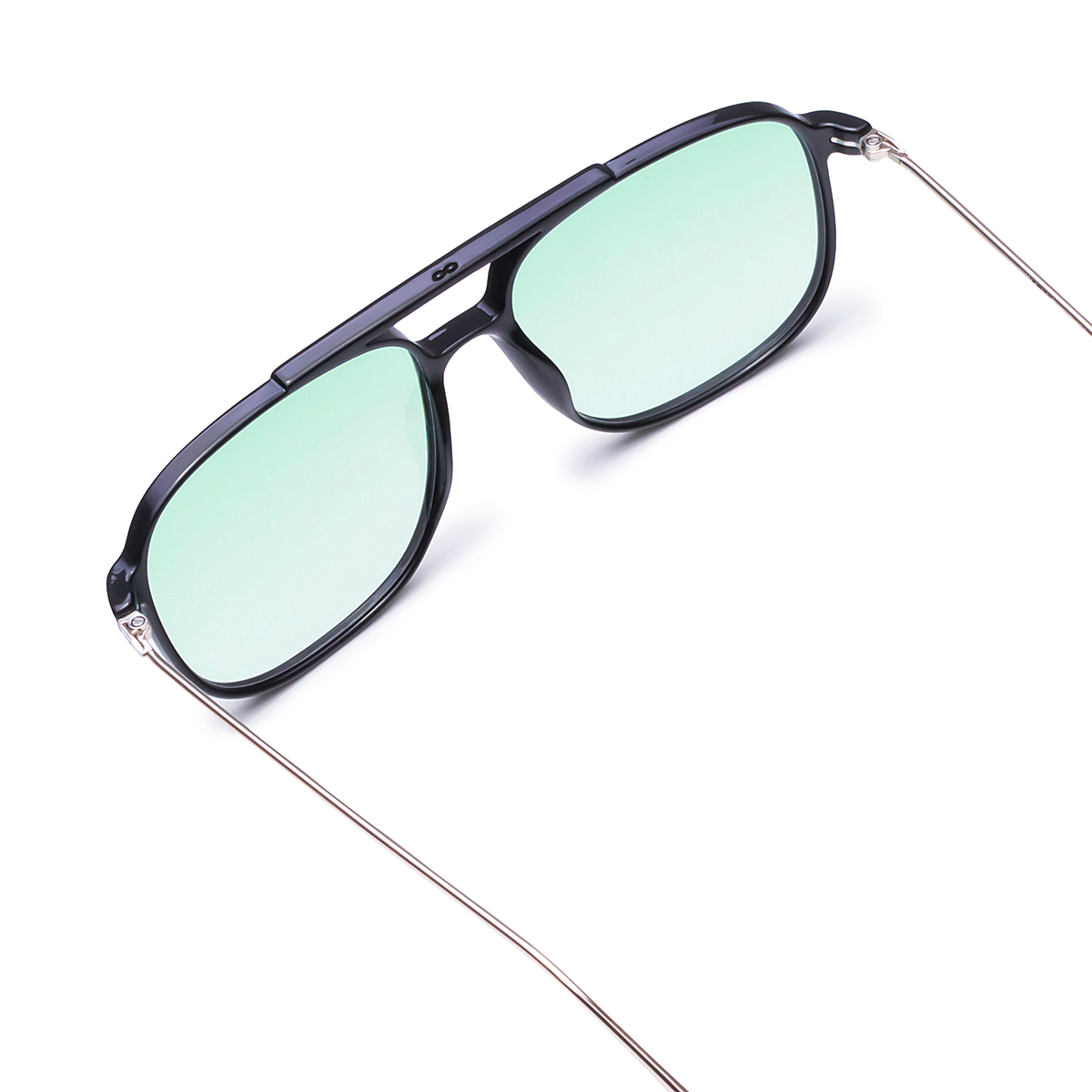 Óculos de sol Caravan - Metal preto brilhante - lente verde gradiente
