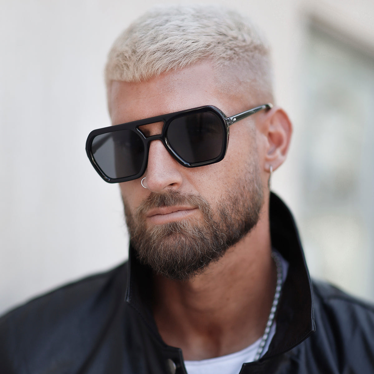 ÓCULOS DE SOL Lyon - Preto Brilhante - Lente Polarizada Cinza