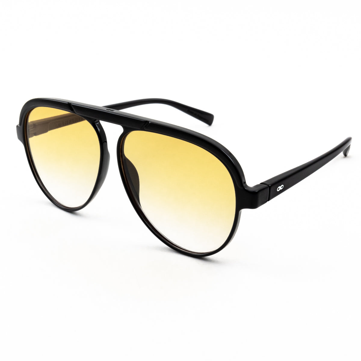 Óculos de Sol Paris - Preto Brilhante - Lente Degradada Laranja