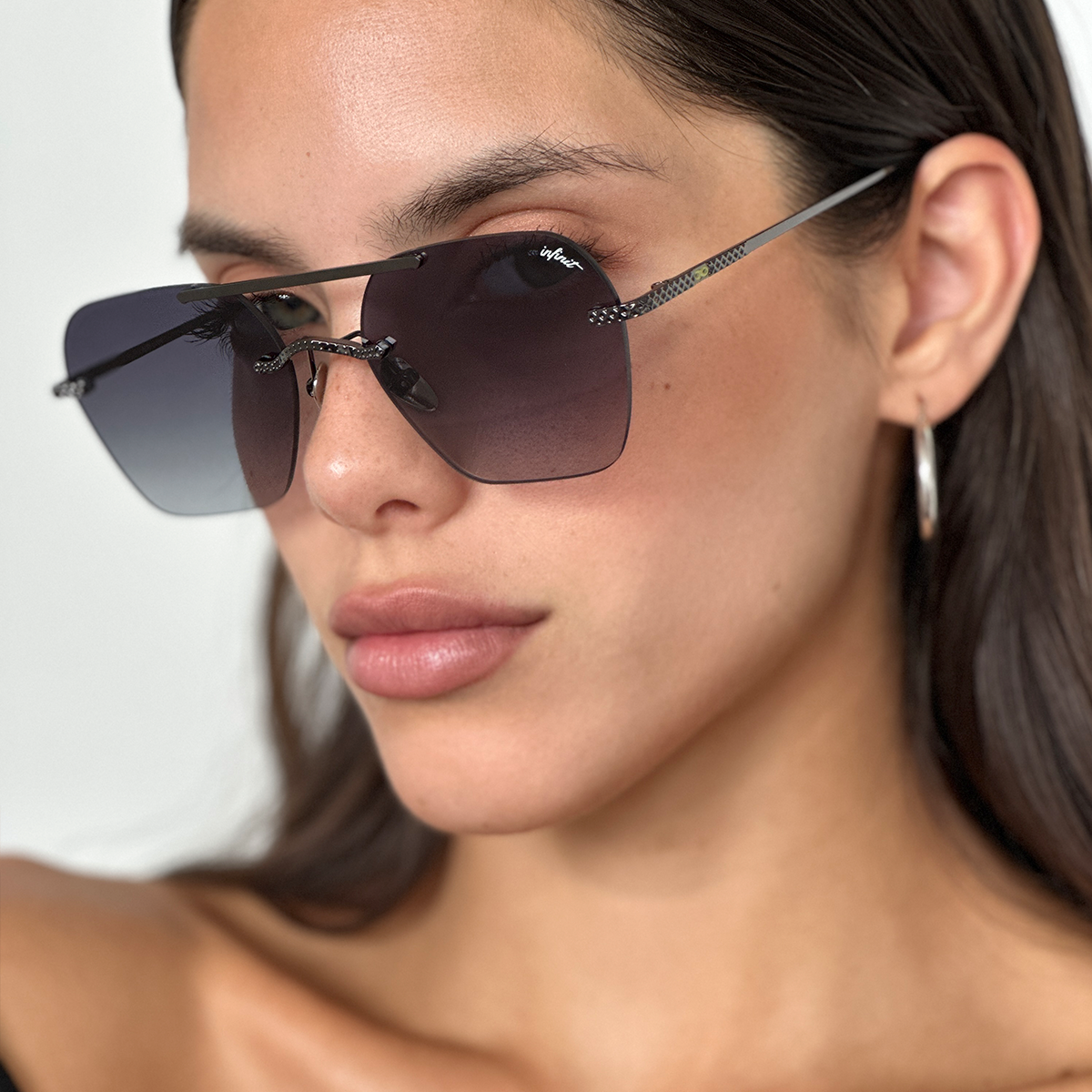 ÓCULOS DE SOL Aero Lyon Metal Premium Series - Prata Preta - Lente gradiente de fumaça
