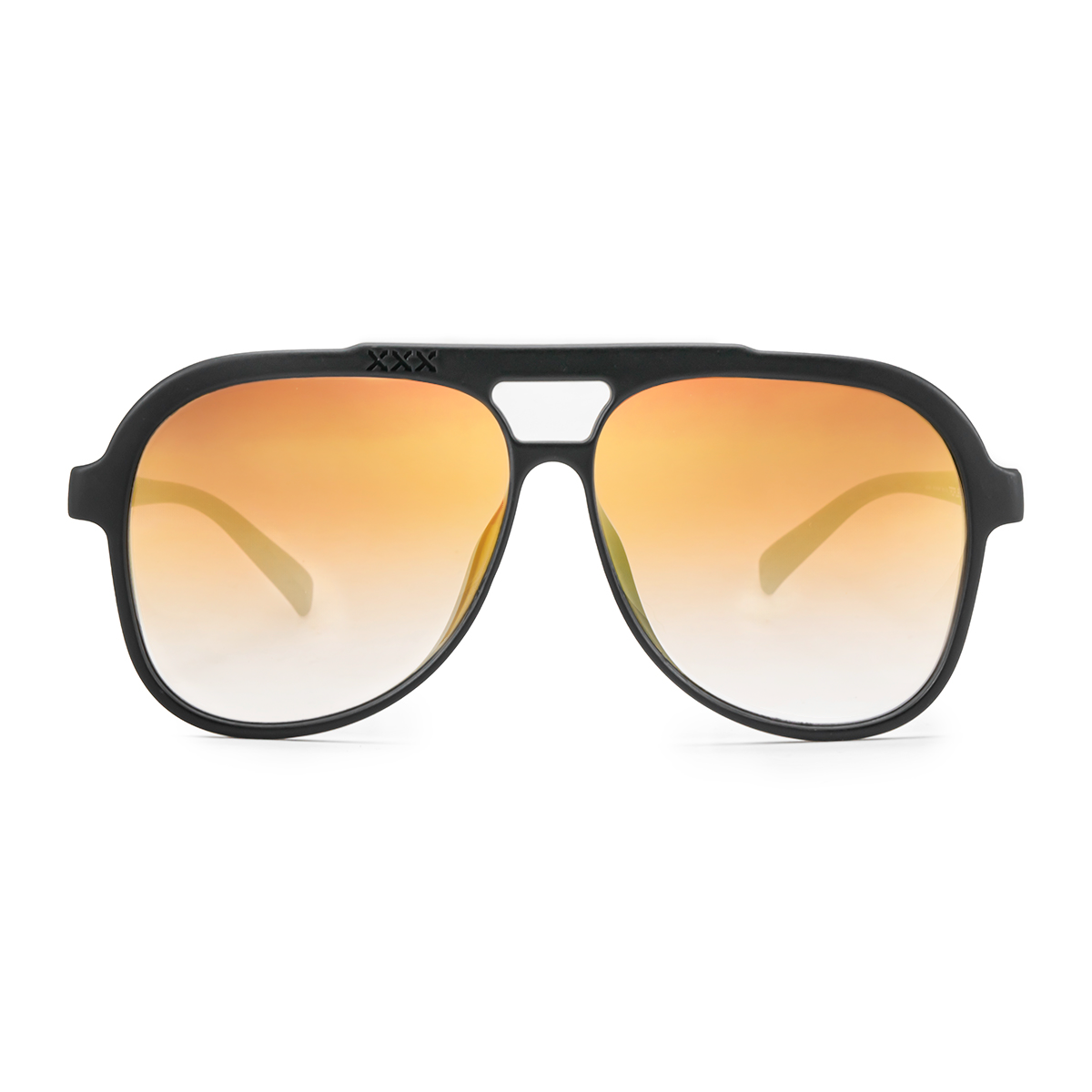 Óculos de Sol Triple Xxx - Preto Fosco - Lente Suave Dourado Espelhada Laranja Degradada