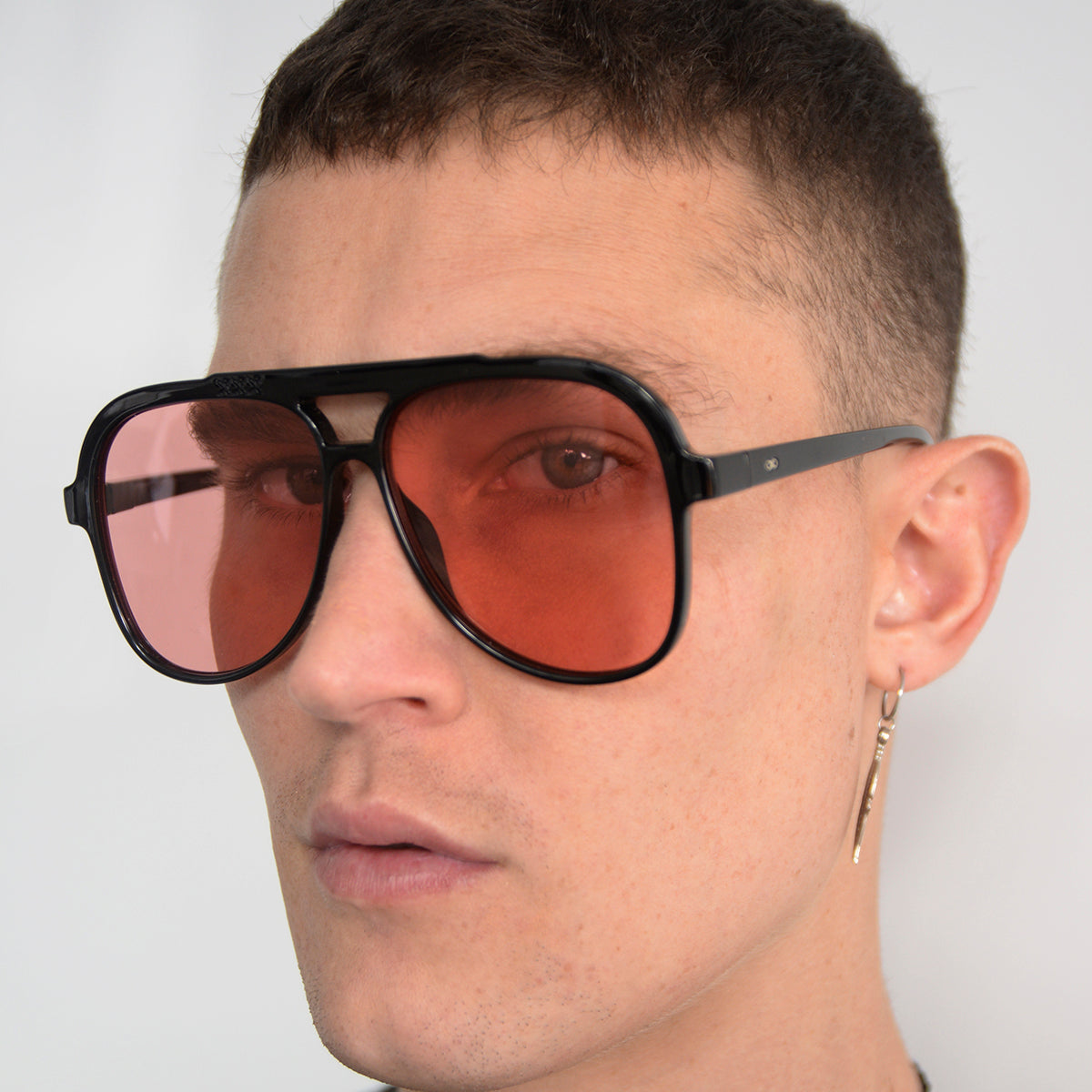 ÓCULOS DE SOL Triple XXX - Preto Brilhante - Lente Rosa