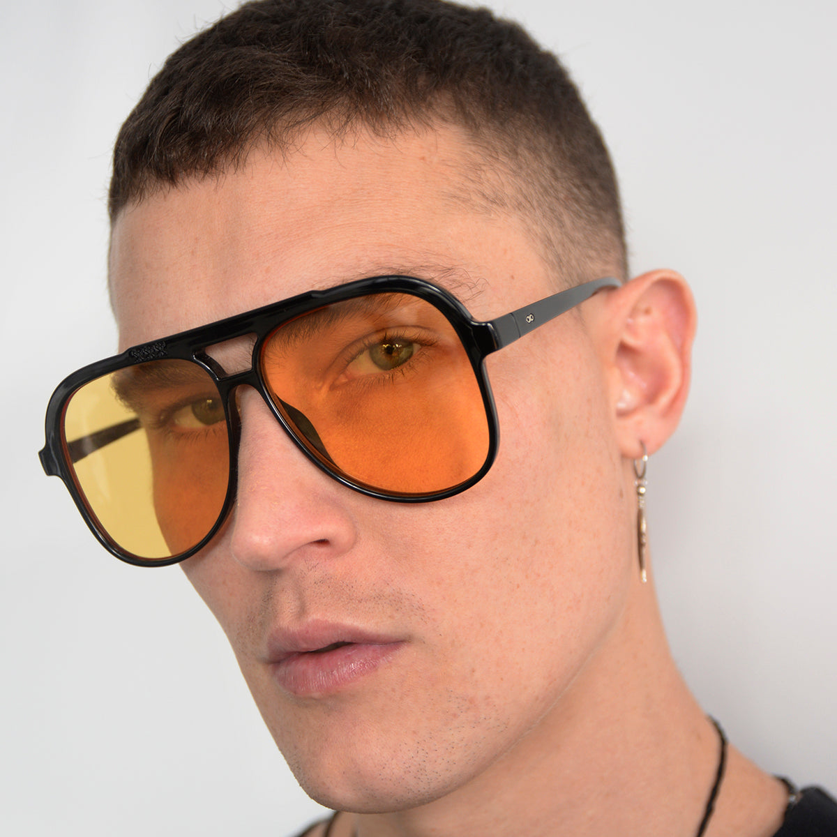 ÓCULOS DE SOL Triple XXX - Preto Brilhante - Lente Amarela