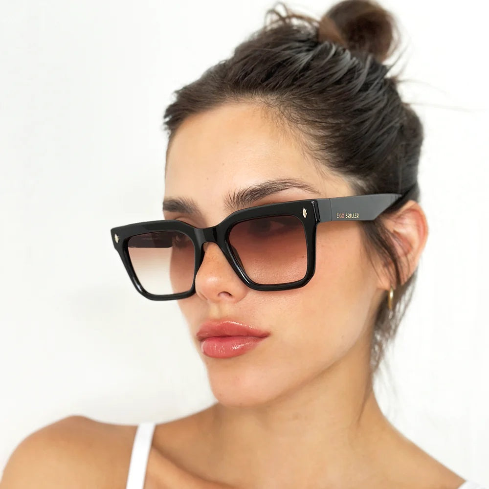 ÓCULOS DE SOL Jacobs Eco Briller - Preto Brilhante - Lente degradada Marrom